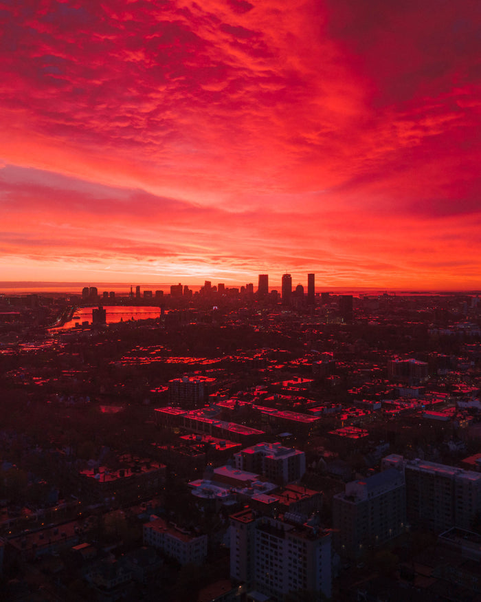 RED SUNRISE IN BOSTON